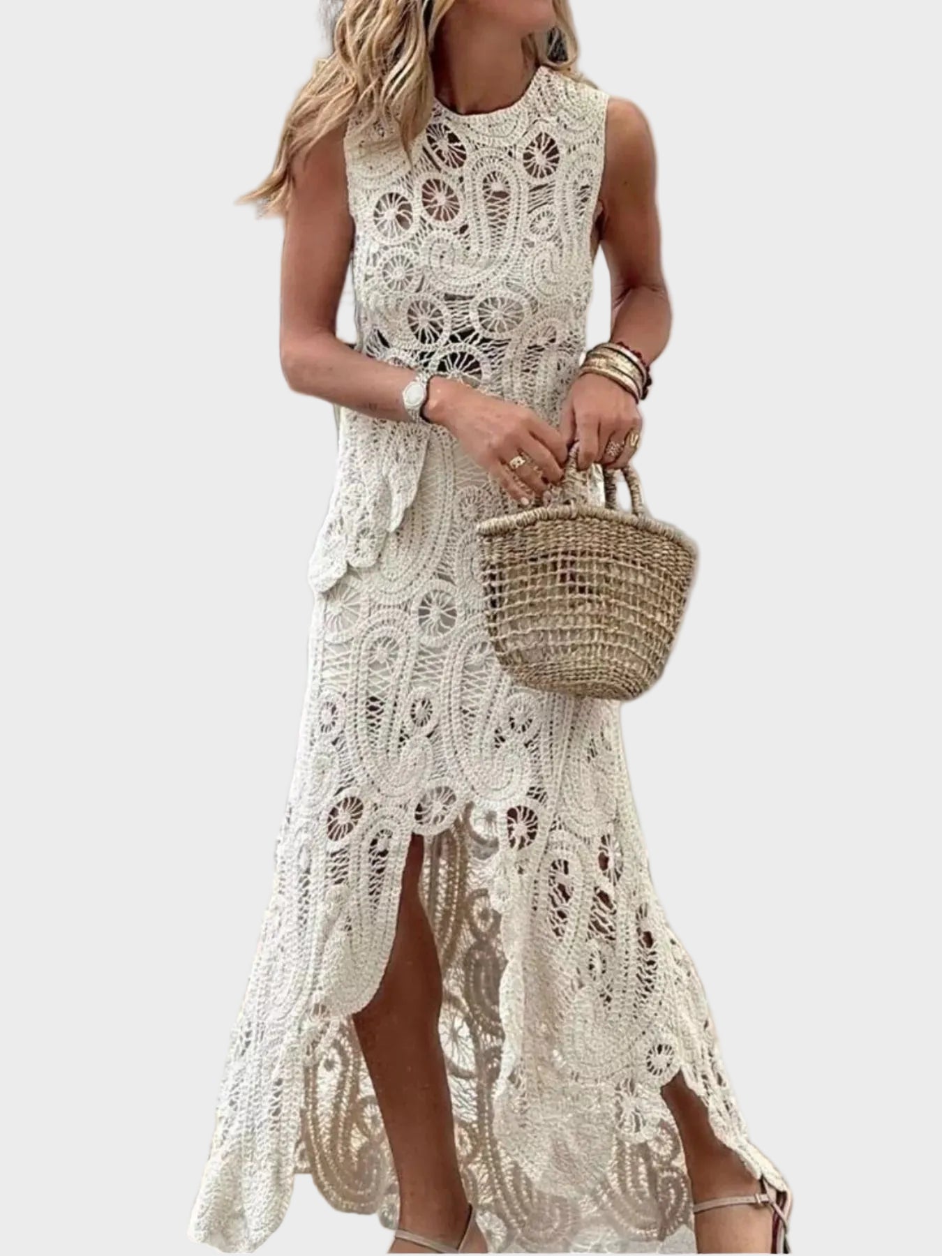 Crochet Sleeveless Tank and Skirt Set