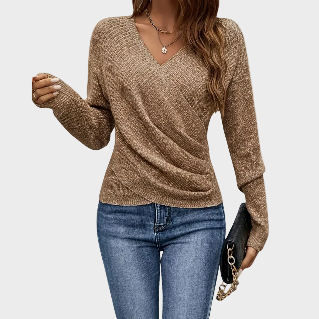 Seravielle | Elegant Wrap V-neck Top