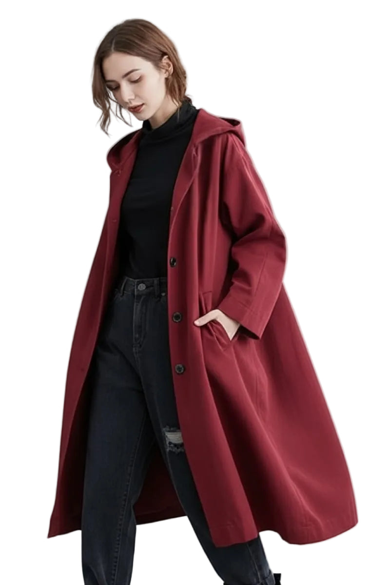 Burgundy One Size Fits All Oversized Water Resistant Windbreaker Jacket